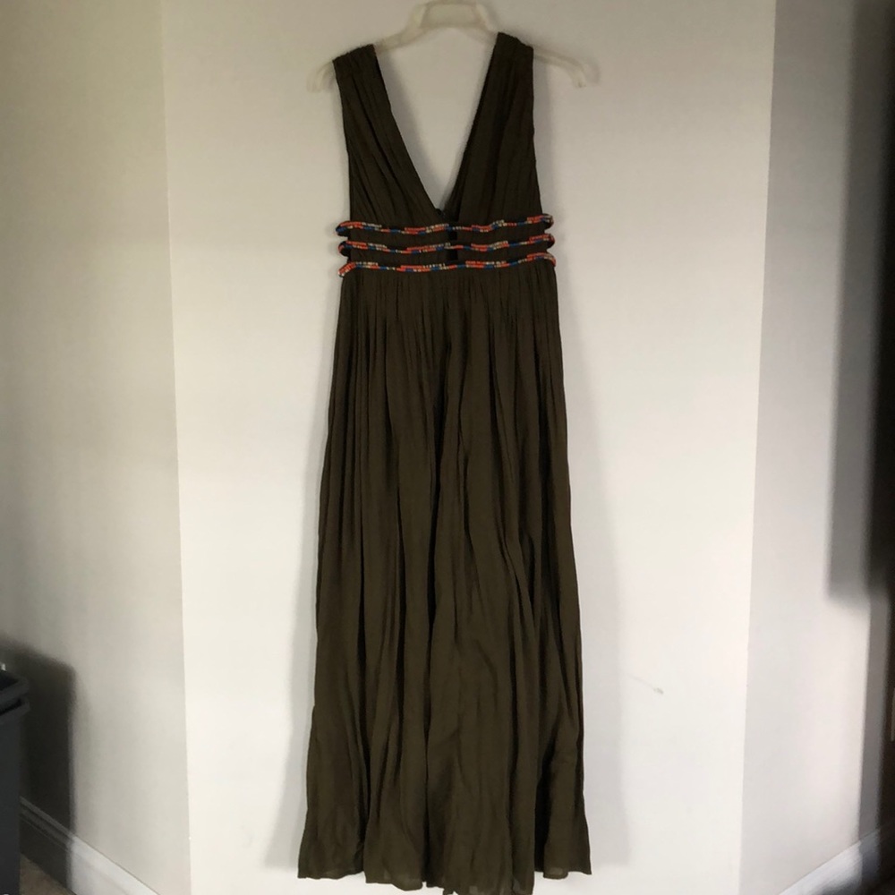 French connection army green maxi dress
